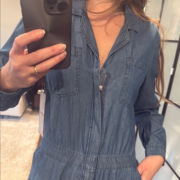 Almost Famous Stylish Blue Denim Jumpsuit size L  NWT - Picture 3 of 3